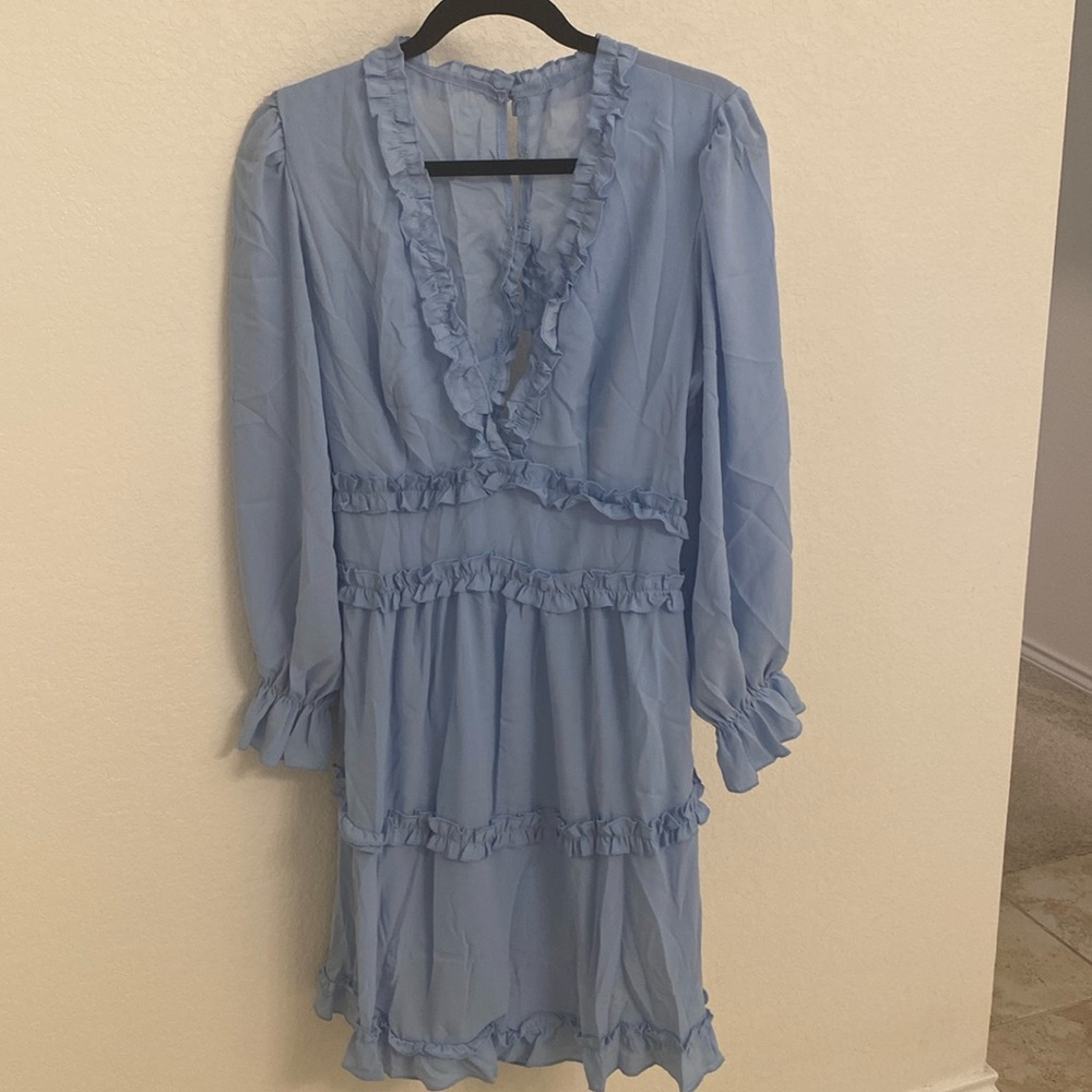 Dusty Blue Ruffly Dress
